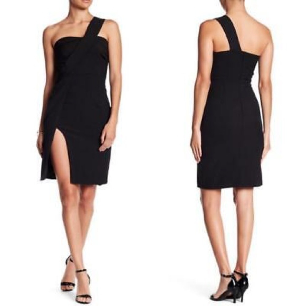 NWT Few Moda Black One Shoulder w Slit Dress